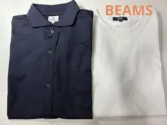 BEMES*ネイビー半袖シャツとホワイトTシャツ2枚セット