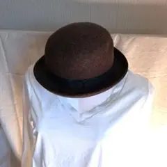 ブラウン ボウlerハット ウール・フェルト製　57cm