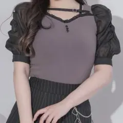 pium シアースリーブベルトカットソー チャコール