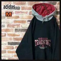 《希少》adidas アディダス　パーカー　刺繍ロゴ　ドローコード付き　M