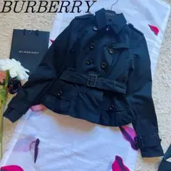 【良品】BURBERRY LONDON ショートトレンチコート ブラック 38