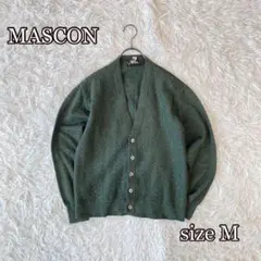 美品MASCON ウールニットカーディガン（M）メンズ　ヘリンボーン編み