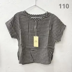 胸元ボタン半袖チェックT トップス　110
