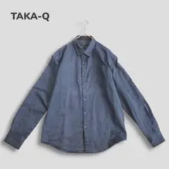 最終出品★タカキュー／コットンシャツ L ネイビー 綿 普段着 ビジネス