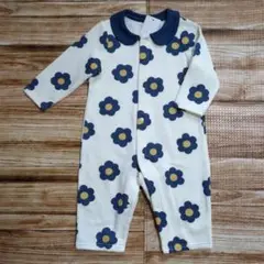 新品 未使用 花柄 総柄 長袖 裏起毛 ロンパース 女の子 80