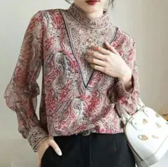 ペイズリー柄長袖シャツ