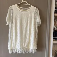 フェリシモ　アイボリー レース 半袖 トップス❣️美品❣️Ｍサイズ❣️お値引き中❣️