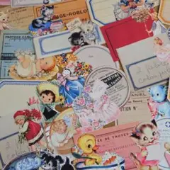 ラベルなセット　コラージュ素材　ダイカット