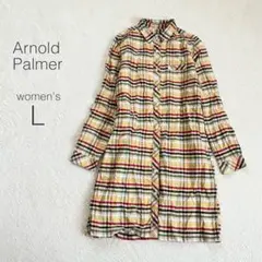 【アーノルドパーマー】チェックシャツワンピース 長袖 綿100 カジュアル 美品