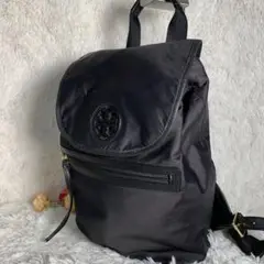 トリーバーチ ロゴ ナイロン レザー バックパック リュック 黒
