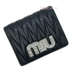 【 良品 】 miumiu クリスタル二つ折り財布 ブラック NERO