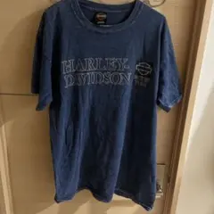 ハーレーダビッドソン　Tシャツ　ビッグロゴプリント　ネイビー　アメカジ　古着