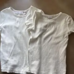 ギャップ　キッズ　双子コーデ　白　リブ