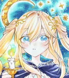 手描きイラスト　オリジナル　アナログイラスト　原画　色紙　Cosmos