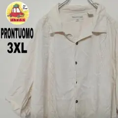 USA古着 PRONTO UOMO　半袖ボタンシャツ3XL　ベージュ