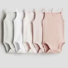 H&M コットン ボディスーツ 5枚セット ロンパース キャミソール 80