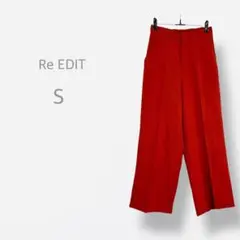 【Re:EDIT】美品　ハイウエスト　ワイドパンツ　センタープレス　ウエストゴム