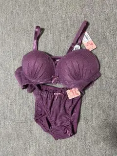 パープル レースブラジャーショーツセット