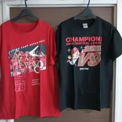 カープ 優勝記念 Tシャツ 黒＆赤 2枚セット【M】