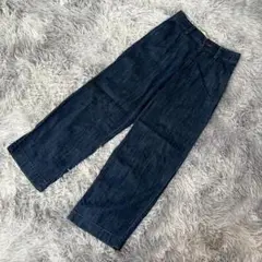 未使用級『しまむら』デニムパンツ　ネイビー　ジーパン　長ズボン　コットン(M)