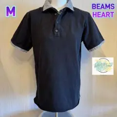 BEAMS HEART レイヤード風　ポロシャツ　ブラック　M C7
