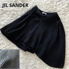 【美品】JIL SANDER アシンメトリースカート 変形 ウール 黒 36