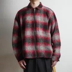 23AW STUSSY ブラッシュドウール プレイド ジップシャツ/ZW164