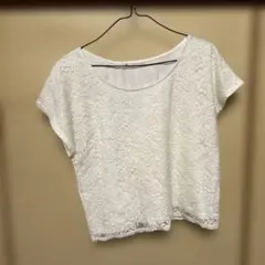 ホワイト レース 半袖 トップス