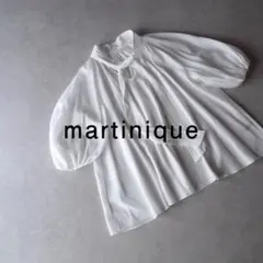 美品 マルティニーク 2万円 ボウタイブラウス ホワイト ギャザーブラウス