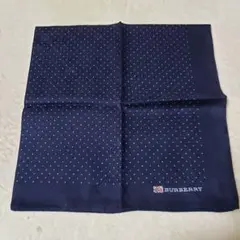 新品バーバリーBURBERRY ネイビー ドット柄 ハンカチ　ポケットチーフ刺繍