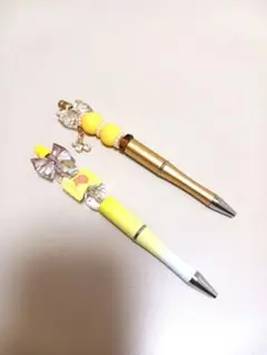 【お得】カラフルビーズとカスタムボールペンの詰め合わせセット（インク色は黒)