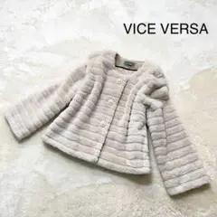 美品VICE VERSA ノーカラー モコモコショート丈コート パールボタン40