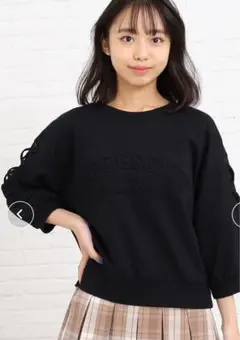 ピンクラテ　レースアップデザインプルオーバーL(160)