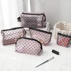 【新品未使用】SHEIN ハート柄 メッシュポーチ ピンク 5個 セット売り