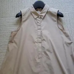 BEAMSノースリーブロングシャツワンピース ベージュ