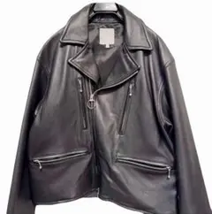BEAMS ブラック レザー ダブルライダース ジャケット