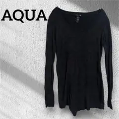 【アクア/AQUA】良品✨️ブラック 長袖 セーター ニット 裾デザイン