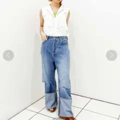 美品✨Johnbull ジョンブル　クラッシュデニムパンツ フレアシルエット