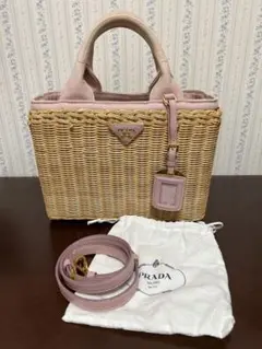 PRADA プラダ カゴバッグ バンブーウィッカーハンドバッグ