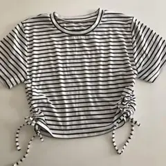ストライプ クロップドTシャツ 半袖　Mサイズ