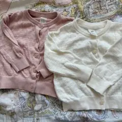 H&M カーディガン 74cm ピンク ホワイト 2色セット