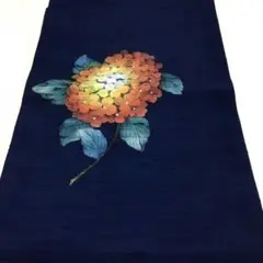 a521 正絹 紬 紫陽花　名古屋帯 開き仕立て 着物