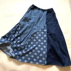 【WEB限定 】mililopiulu ドットジャガードデニムタックフルスカート