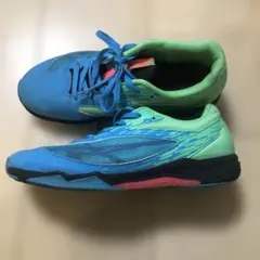 青緑スニーカー アシックス 22.5センチ