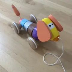 カラフル木製犬型引っ張るおもちゃ