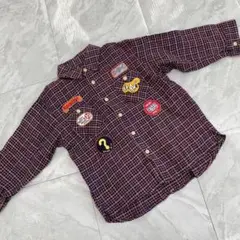 PLAY A TRICK チェックシャツ パッチ 長袖 コットン 110サイズ