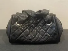 美品! CHANEL シャネル キャビアスキン ロゴ キルティング バッグ 本物