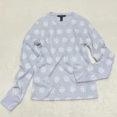 フォーエバー21◇雪の結晶柄トップス ワッフルTシャツ カットソー 総柄 S
