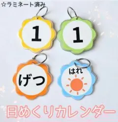 カラフルな花の日めくりカレンダーの番号札セット