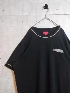 【刺繍ロゴ】SUPREME 18SS ブラック リンガーネック Tシャツ